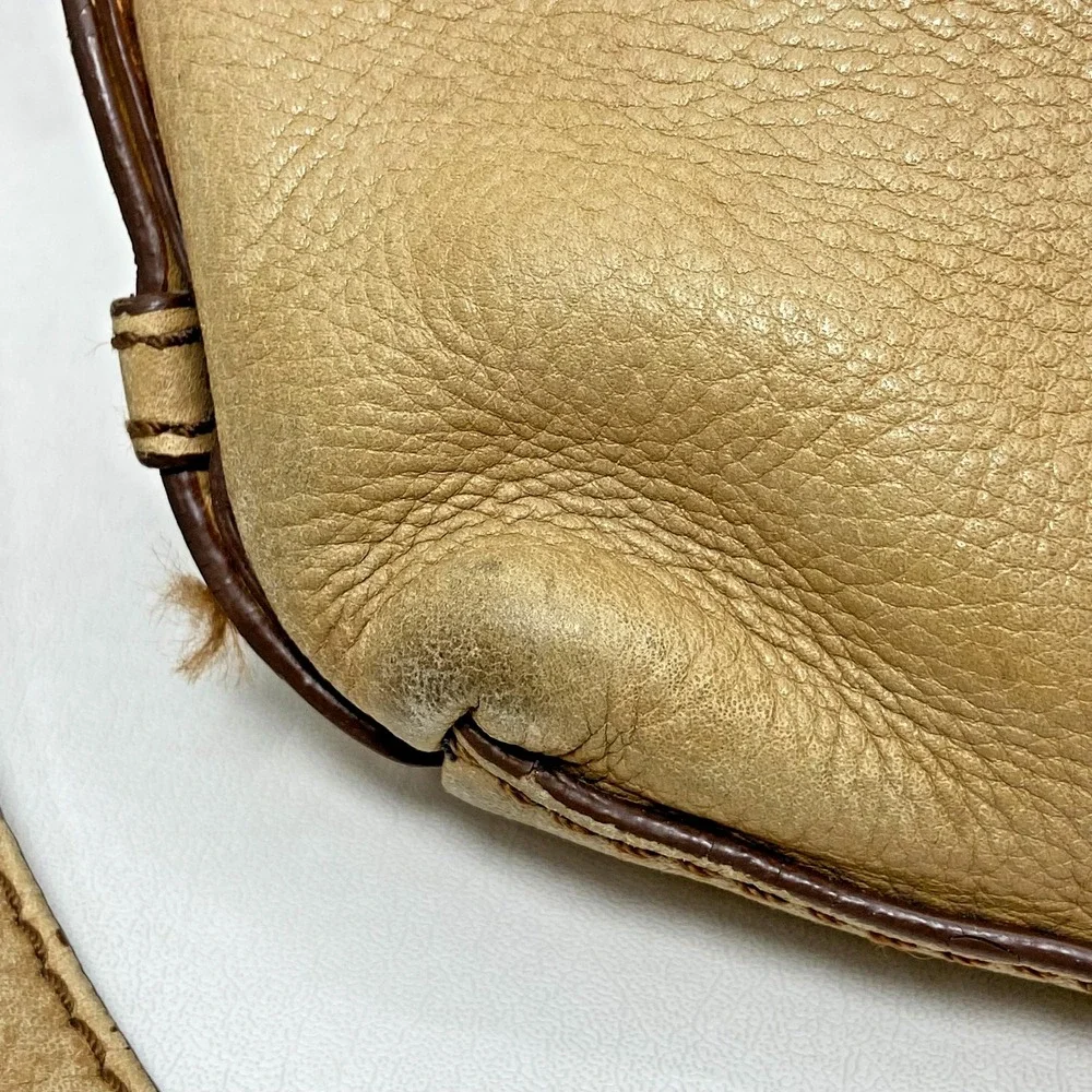 VTG Fossil Maddox Distressed Light Brown Leather Crossbody Messenger‎ Bag